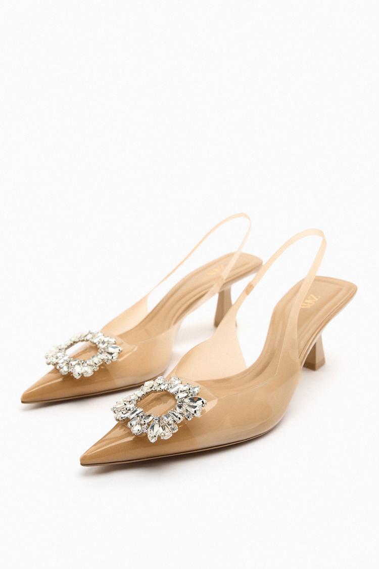 Heeled slingback vinyl shoe zara store